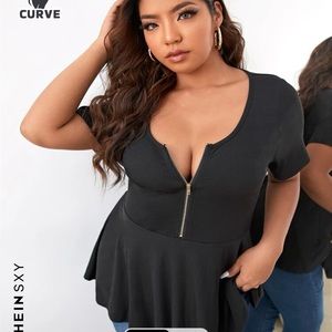 SHEIN Curve zip top
